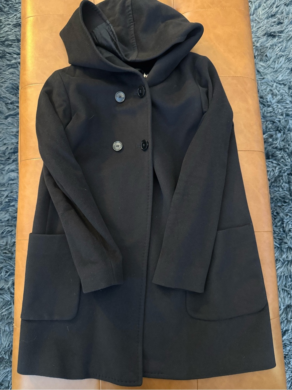 Weekend Max Mara Navy Cashmere Hooded Coat